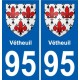 95 Vétheuil escudo de armas de la etiqueta engomada de la placa de pegatinas de la ciudad