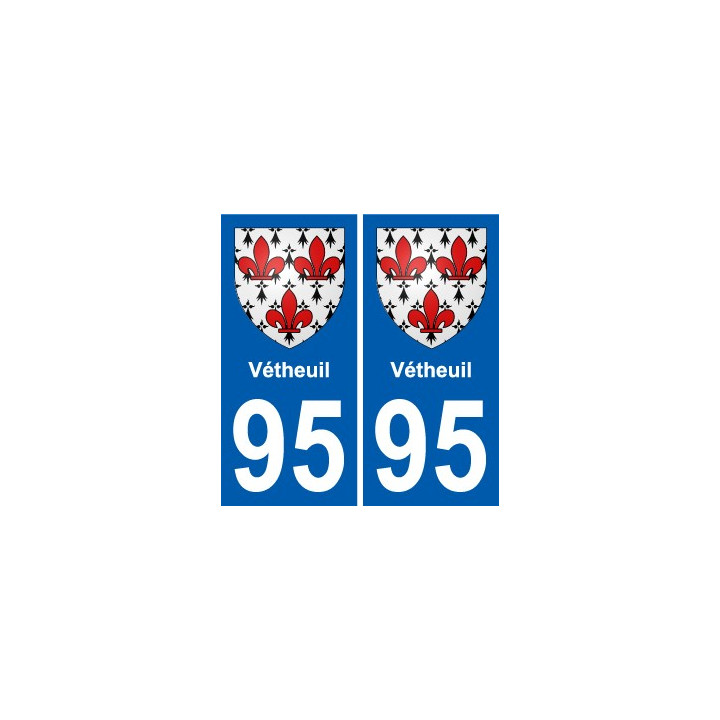 95 Vétheuil escudo de armas de la etiqueta engomada de la placa de pegatinas de la ciudad