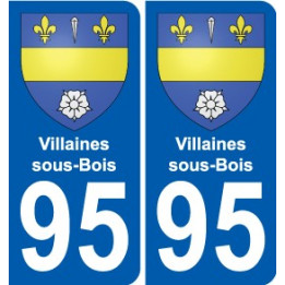 95 Villaines-sous-Bois escudo de armas de la etiqueta engomada de la placa de pegatinas de la ciudad