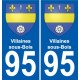 95 Villaines-sous-Bois escudo de armas de la etiqueta engomada de la placa de pegatinas de la ciudad