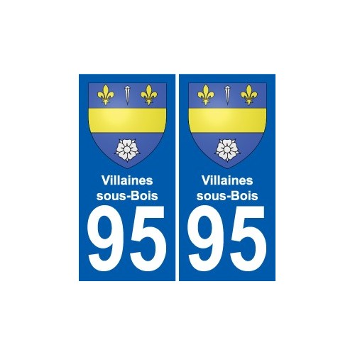95 Villaines-sous-Bois escudo de armas de la etiqueta engomada de la placa de pegatinas de la ciudad