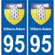 95 Villiers-Adam escudo de armas de la etiqueta engomada de la placa de pegatinas de la ciudad