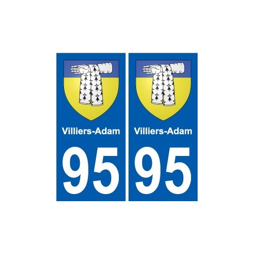 95 Villiers-Adam escudo de armas de la etiqueta engomada de la placa de pegatinas de la ciudad