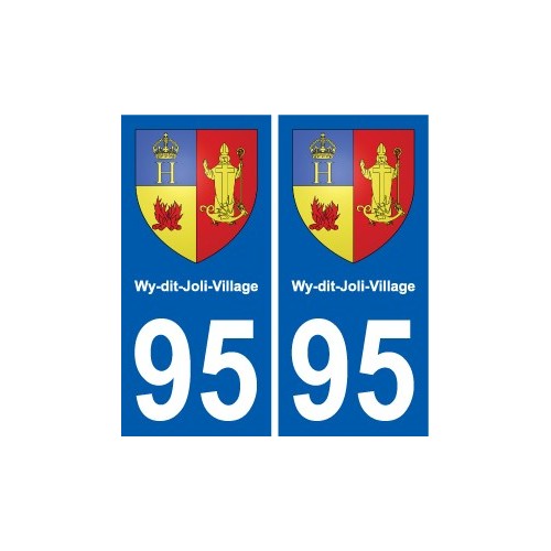 95 Wy-dit-Joli-Village blason autocollant plaque stickers ville
