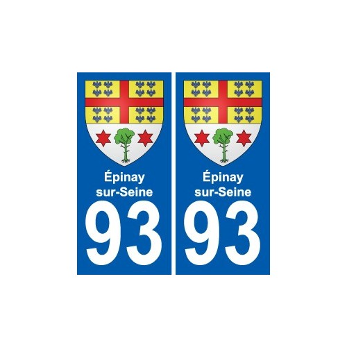 93 Épinay-sur-Seine escudo de armas de la etiqueta engomada de la placa de pegatinas de la ciudad
