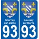 93 Gournay-sur-Marne blason autocollant plaque stickers ville