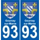 93 Gournay-sur-Marne blason autocollant plaque stickers ville