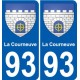 93 La Courneuve escudo de armas de la etiqueta engomada de la placa de pegatinas de la ciudad