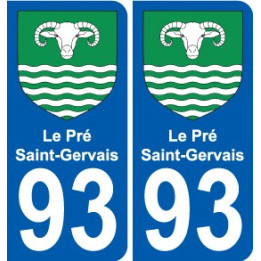 93 Le Pré-Saint-Gervais escudo de armas de la etiqueta engomada de la placa de pegatinas de la ciudad