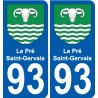 93 Le Pré-Saint-Gervais stemma adesivo piastra adesivi città