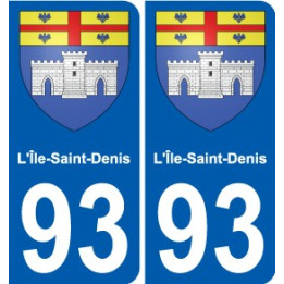 93 L'Île-Saint-Denis escudo de armas de la etiqueta engomada de la placa de pegatinas de la ciudad