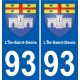 93 L'Île-Saint-Denis escudo de armas de la etiqueta engomada de la placa de pegatinas de la ciudad