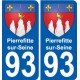 93 Pierrefitte-sur-Seine escudo de armas de la etiqueta engomada de la placa de pegatinas de la ciudad