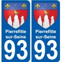 93 Pierrefitte-sur-Seine escudo de armas de la etiqueta engomada de la placa de pegatinas de la ciudad