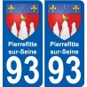 93 Pierrefitte-sur-Seine escudo de armas de la etiqueta engomada de la placa de pegatinas de la ciudad