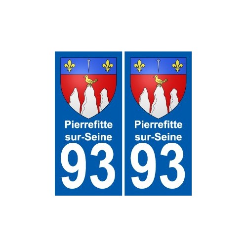93 Pierrefitte-sur-Seine escudo de armas de la etiqueta engomada de la placa de pegatinas de la ciudad