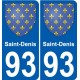 93 Saint-Denis coat of arms sticker plate stickers city