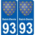 93 Saint-Denis escudo de armas de la etiqueta engomada de la placa de pegatinas de la ciudad