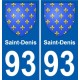 93 Saint-Denis escudo de armas de la etiqueta engomada de la placa de pegatinas de la ciudad