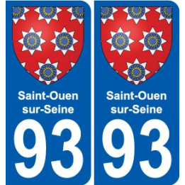93 Saint-Ouen-sur-Seine escudo de armas de la etiqueta engomada de la placa de pegatinas de la ciudad