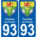 93 Tremblay-en-France coat of arms sticker plate stickers city