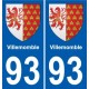 93 Villemomble blason autocollant plaque stickers ville