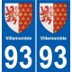 93 Villemomble wappen aufkleber typenschild aufkleber stadt