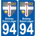94 Boissy-Saint-Léger escudo de armas de la etiqueta engomada de la etiqueta engomada de la placa de matriculación de la ciudad