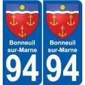 94 Bonneuil-sur-Marne blason autocollant sticker plaque immatriculation ville