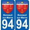 94 Bonneuil-sur-Marne escudo de armas de la etiqueta engomada de la etiqueta engomada de la placa de matriculación de la ciudad