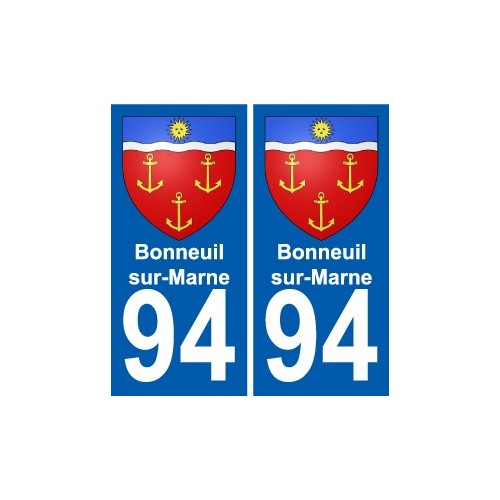94 Bonneuil-sur-Marne blason autocollant sticker plaque immatriculation ville