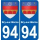 94 Bry-sur-Marne wappen aufkleber sticker plakette ez stadt
