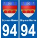 94 Bry-sur-Marne blason autocollant sticker plaque immatriculation ville