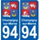 94 Champigny-sur-Marne blason autocollant sticker plaque immatriculation ville