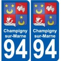 94 Champigny-sur-Marne blason autocollant sticker plaque immatriculation ville