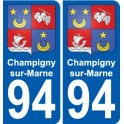 94 Champigny-sur-Marne stemma adesivo adesivo targa di immatricolazione città