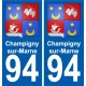 94 Champigny-sur-Marne blason autocollant sticker plaque immatriculation ville