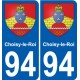 94 Choisy-le-Roi escudo de armas de la etiqueta engomada de la etiqueta engomada de la placa de matriculación de la ciudad