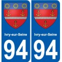 94 Ivry-sur-Seine blason autocollant sticker plaque immatriculation ville