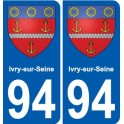 94 Ivry-sur-Seine wappen aufkleber sticker plakette ez stadt