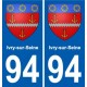94 Ivry-sur-Seine wappen aufkleber sticker plakette ez stadt