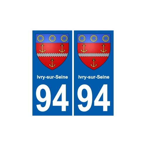 94 Ivry-sur-Seine blason autocollant sticker plaque immatriculation ville