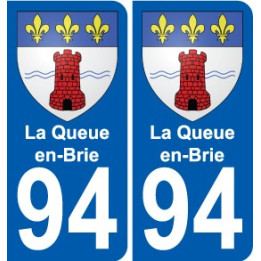 94 La Queue-en-Brie blason autocollant sticker plaque immatriculation ville