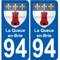 94 La Queue-en-Brie blason autocollant sticker plaque immatriculation ville