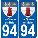94 La Queue-en-Brie stemma adesivo adesivo targa di immatricolazione città