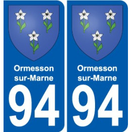 94 Ormesson-sur-Marne escudo de armas de la etiqueta engomada de la etiqueta engomada de la placa de matriculación de la ciudad