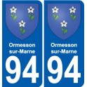 94 Ormesson-sur-Marne stemma adesivo adesivo targa di immatricolazione città