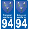 94 Ormesson-sur-Marne blason autocollant sticker plaque immatriculation ville