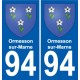 94 Ormesson-sur-Marne blason autocollant sticker plaque immatriculation ville