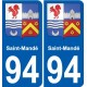 94 Saint-Mandé blason autocollant sticker plaque immatriculation ville